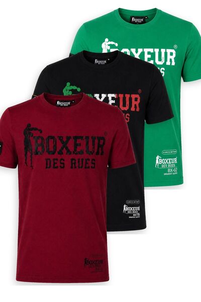Boxeur Des Rues Tricouri bărbătești, pachet de 3, croială slim: Bordo/Negru +...