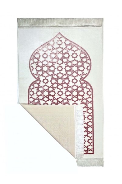 MuseuM Almathaf White /Pink Color Velvet Prayer Rug