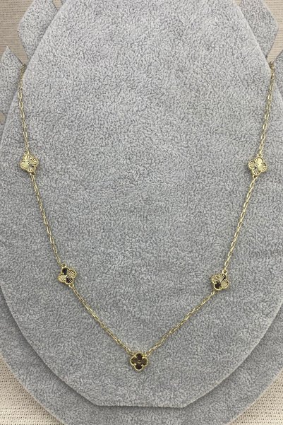 Brethils 14k Altın Kaplama Kuyum Lazer Çizim Clf Yonca Kolye Kararmaz Garanti...