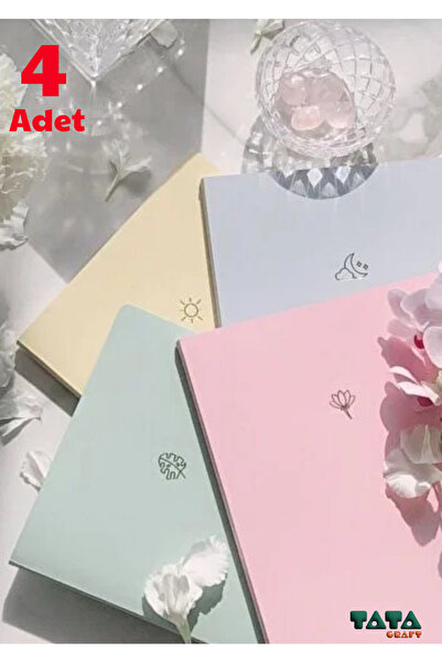 TATA CRAFT A6 25 Yaprak Düz Çizgisiz 4 Adet Lüks Soft Pastel Kapak Not Defter...