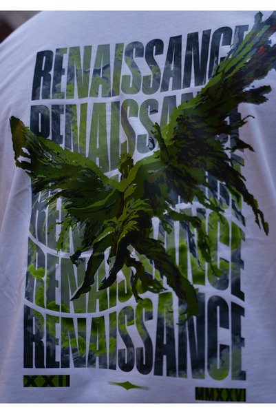 Unisex Erkek/Kadın Siyah Regular Fit Baskılı 'Renaissance' Tişört