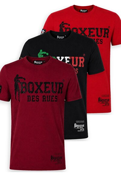Boxeur Des Rues Tricouri bărbătești, pachet de 3, croială slim: Bordo/Negru +...