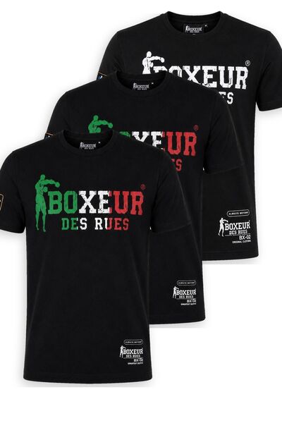 Boxeur Des Rues Pachet de 3 tricouri bărbătești Boxeur des Rues: 2 x Negru cu...