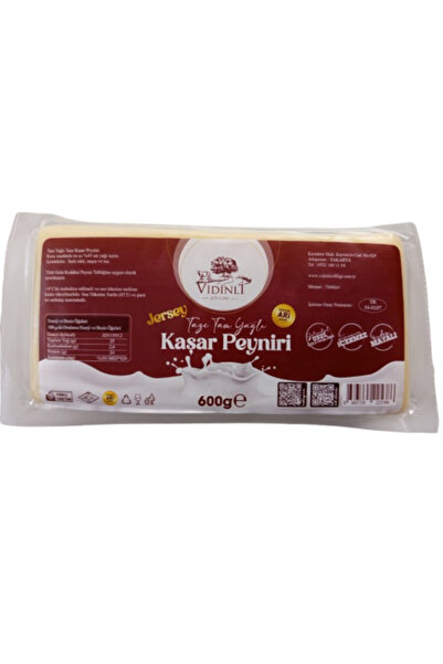 Vidinli Çiftliği Jersey Sütünden ve Şirden Mayalı Tam Yağlı Taze Kaşar Peyniri 600Gr