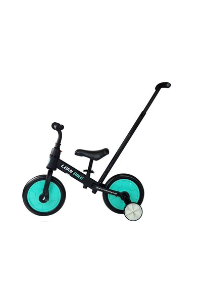 LEAN Tricicletă 3-în-1, bicicletă de echilibru cu pedale, negru și verde mentă