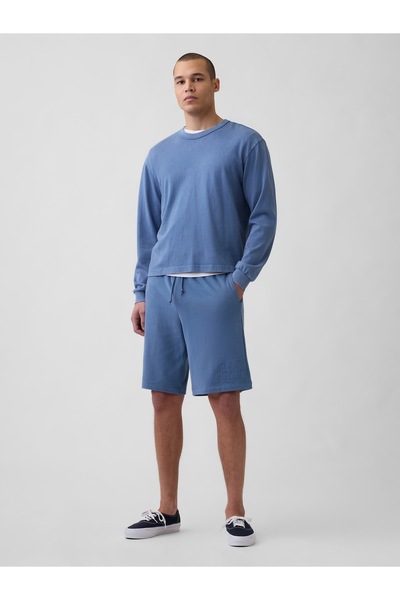 GAP Erkek Açık Mavi VintageSoft Terry Relaxed Logo Sweat Şort