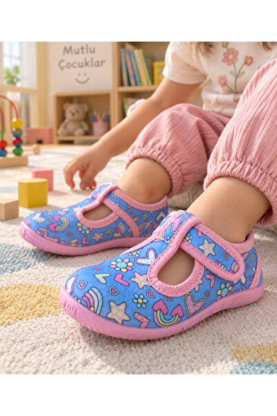 bambino kids shoes KETEN KALP BASKILI PUDRA ORTOPEDİK KIZ ÇOCUK KREŞ AYAKKABI...