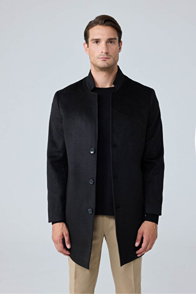 Danger Men's Relaxed-Fit Premium Wool Cashmere Coat Black 4351Dngr