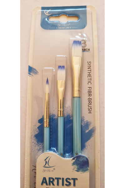 Modellino 3'lü Kesik Uçlu Akrilik Boya Yağlı Boya Artist Brushes Pastel Renkl...
