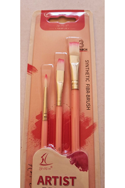 Modellino 3'lü Kesik Uçlu Akrilik Boya Yağlı Boya Artist Brushes Pastel Renkl...