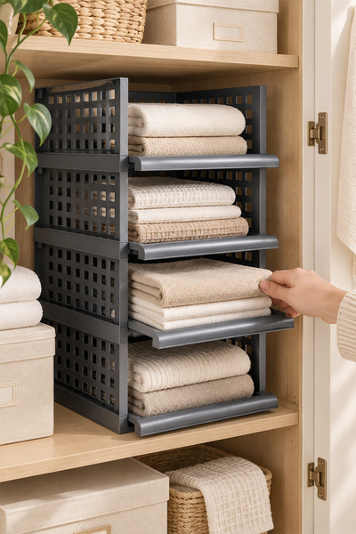 KHAKMA Modular Cabinet Organizer with Sliding Drawers - Smart Shelf Maxi Anthracite Color Set of 4