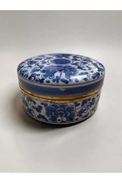 Genel Markalar Round Bleu Blanc Seramik Obje Kutu ( 16 X 16 X 7,5 Cm )