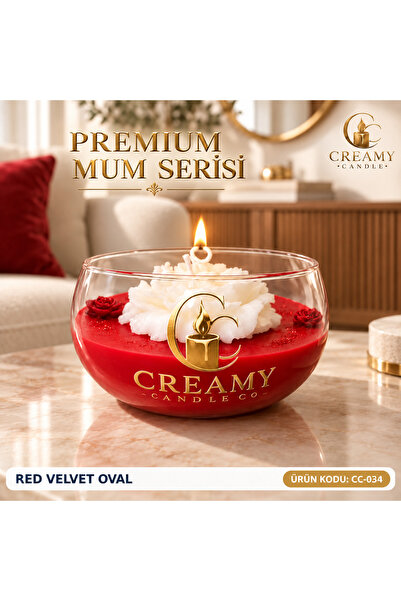 creamy candle red velved oval