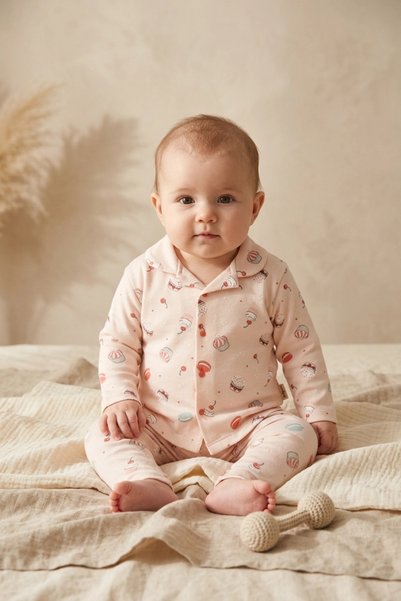 ANP MODA TASARIM Baby 100% Cotton Patisserie Patterned Long Sleeve Pajama Set...