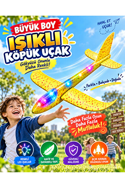Abetto Market Led Işıklı Köpük Uçak Oyuncak - Büyük Boy – Hafif ve Dayanıklı ...