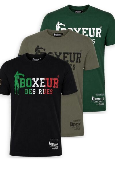 Boxeur Des Rues Tricouri bărbătești, pachet de 3, croială slim-fit: Negru/Tri...