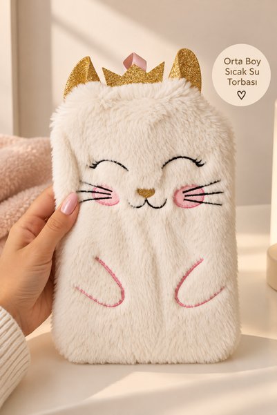 Generic Brand Cute Cat Medium Size Hot Water Bag with Gold Ears