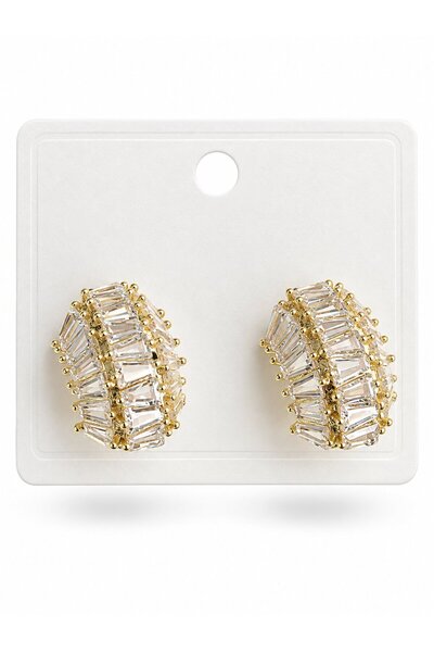 serelya Brass Gold Color Zircon Stone Turtle Shell Model Women's Earrings