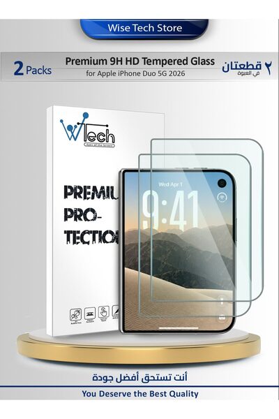 Wtech Apple iPhone Duo 5G 2026 Premium Series 9H Tempered Glass 2 Pack Clear