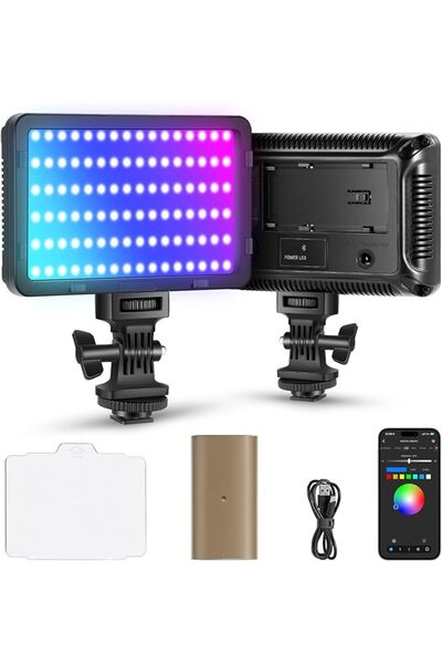 NEEWER ضوء فيديو RGB مع بطارية بديلة NP-F750 بسعة 4300 مللي أمبير، تحكم عبر ا...