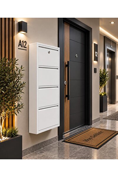 CAVARA 4 LÜ METAL AYAKKABILIK BEYAZ-KİLİTLİ