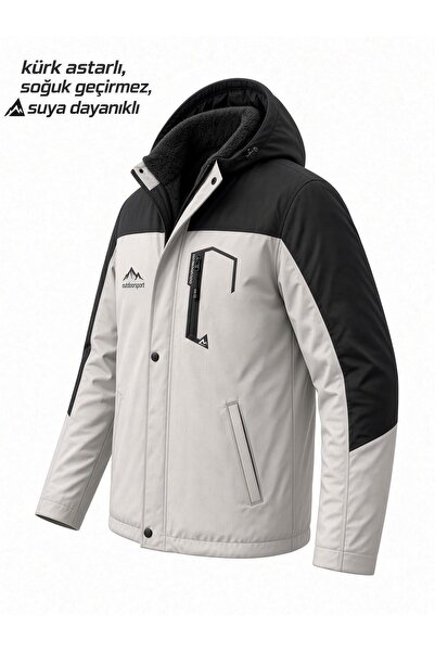 Oksit Tuc 1032 İçi Polar/Kürk Astarlı Su İtici Termal Softshell Erkek Mont - Soğuk Geçirmez Spor Kaban