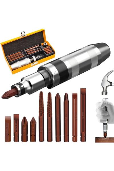 AZONEE 12 PCS Manual Impact Driver - S2 Alloy Steel Impact Driver Bit Set, Br...