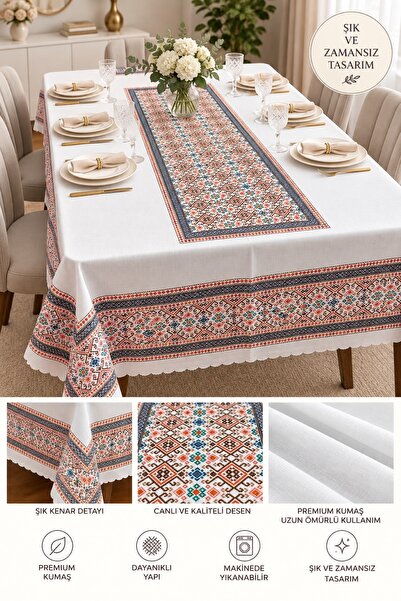 Zeria Home Modern Renkli Desenli Masa Örtüsü Bahçe Balkon Salon Mutfak İçin L...