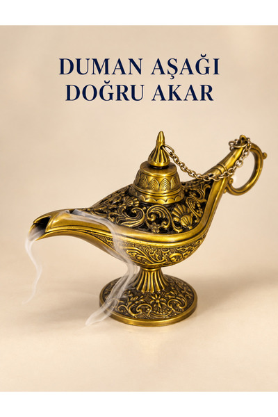 METTREND Feng Shui Premium Metal Alaaddin Sihirli Lamba Geri Akış Tütsülük 10...
