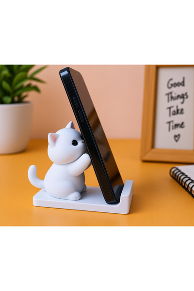 Genel Markalar 3D Kedi Figürlü Telefon Standı – Sevimli Dekoratif Masaüstü Te...