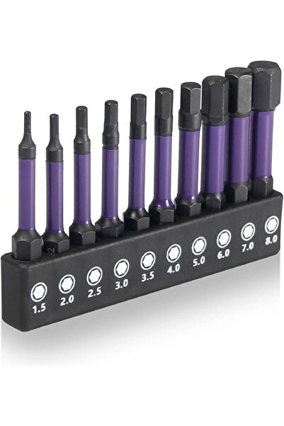 KASTWAVE S2 Steel Magnetic Hex Driver Bit Set, 10Pcs (1.5-8mm) with 1/4" Hex ...