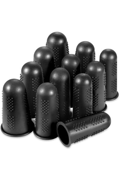 AZONEE Silicone Finger Protectors 12Pcs, 3-Size Rubber Thimble Caps (S/M/L) F...