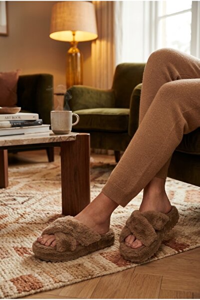 Relaxa Kadın Peluş Ev Terliği, Yumuşak Kürklü,Yumuşak Tabanlı, Sıcak Kışlık T...