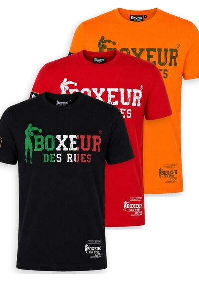 Boxeur Des Rues Tricouri bărbătești, pachet de 3, croială slim-fit: Negru/Tri...