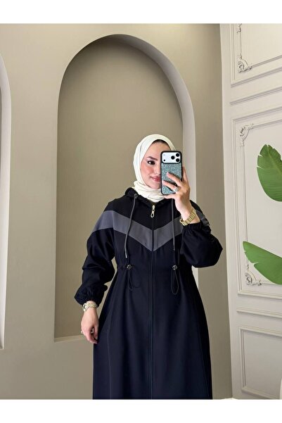 moda4b طقم نسائي مكون من قطعتين، سترة طويلة بقلنسوة وبنطلون من الكريب المزدوج...