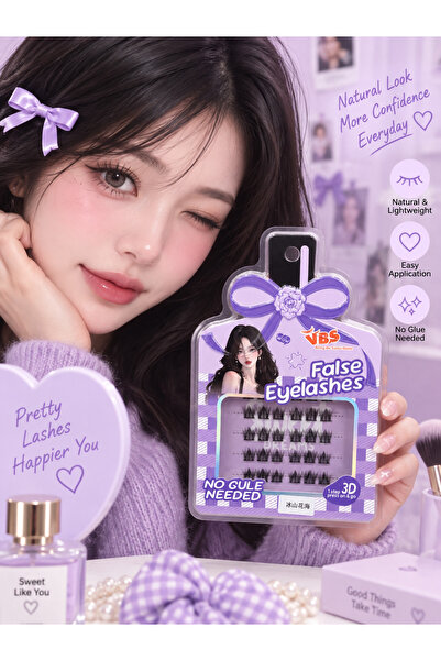 Generic Brand مجموعة رموش صناعية على شكل خصل منفصلة ثلاثية الأبعاد 3D