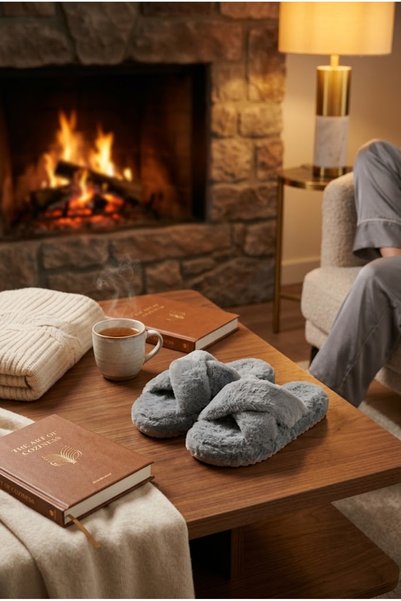 Relaxa Women's Plush House Slippers, Soft Fur, Soft Sole, Warm Winter Slippers