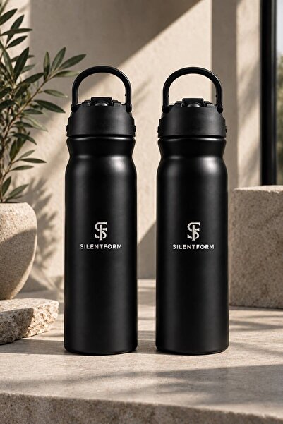 SilentForm Mat Siyah Çelik Matara 2’li Set
