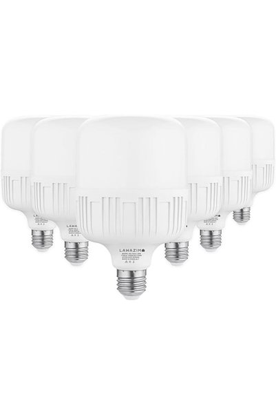 Lawazim مصباح LED بقوة 20 واط طراز T100 E27 - عبوة من 6 قطع، 6500 كلفن ضوء نه...