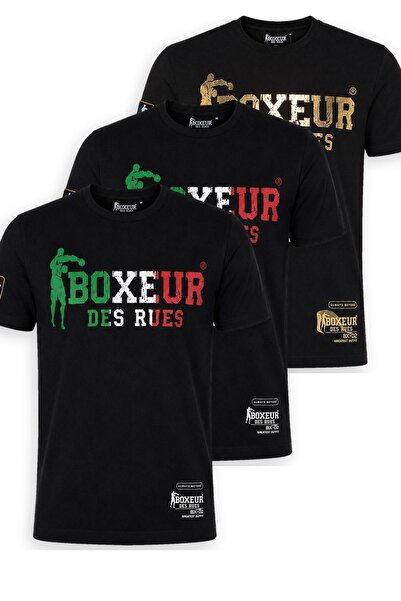 Boxeur Des Rues Pachet de 3 tricouri bărbătești Boxeur des Rues: 2 x Negru cu...