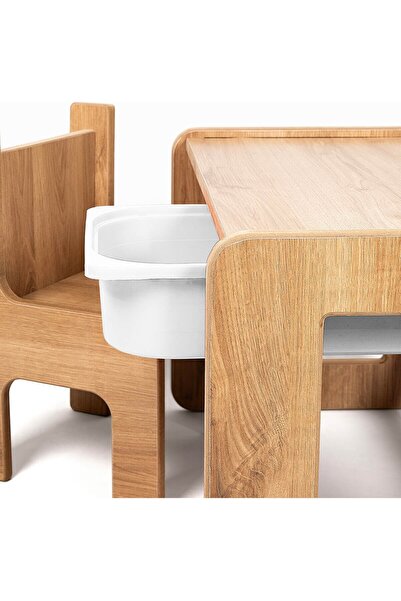 BEYNORA Tek Kişilik Çocuk Oyun, Aktivite ve Etkinlik Masası, Ceviz-Beyaz, 18MM 1.sınıf Mdf