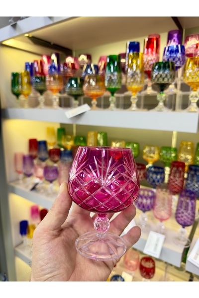Vakıf home Bohemia Kristal Ayaklı Renkli Kahve Yanı Su Bardağı 1 Adet 250 ml