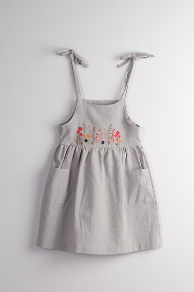 Bondberro Linen / Cotton Fabric Strap Dress for Baby Girls and Children (Gray...
