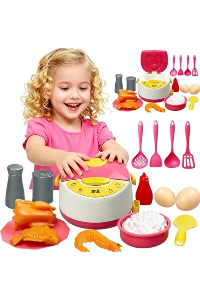 HQstrap 16pcs Children's Rice Cooker Compact Kitchen Toy, Pretend Game with F...