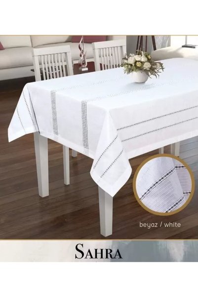 Generic Brand Модел Сахра Бяла 160x220 см Полиестерна ажурна покривка за маса...