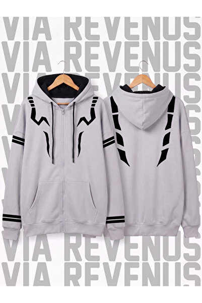 Vordevia Jujutsu Kaisen Sukuna Dövme Ön ve Arka Baskılı Unisex Fermuarlı Kapü...