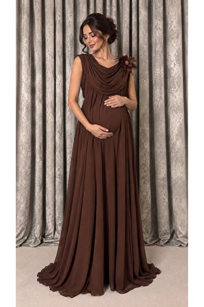 ELORA FASHION فستان حمل طويل وأنيق بقصة واسعة وانسيابية