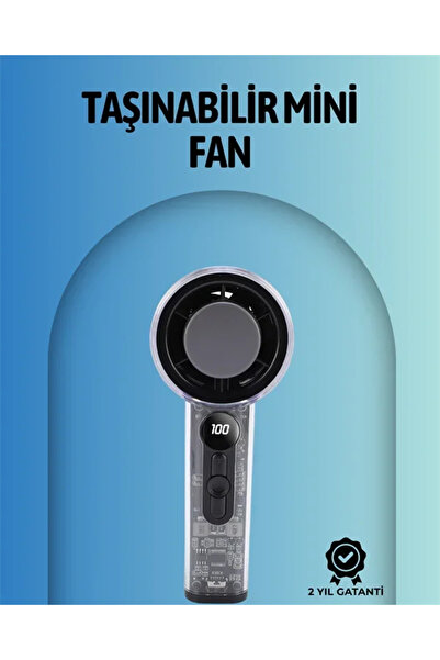 E BULURUM Şeffaf Kasa El Fanı | 5V 2A | 100 Kademeli Hava Akışı | Type-C Girişli