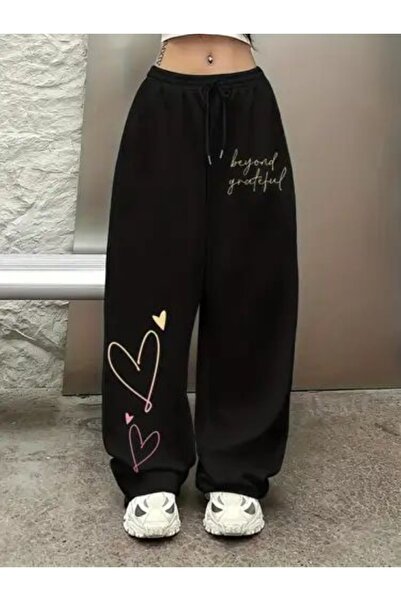 classy moda بنطلون رياضي واسع الساق من ستريت ستايل 3 بخيوط مطرزة ومقاس كبير