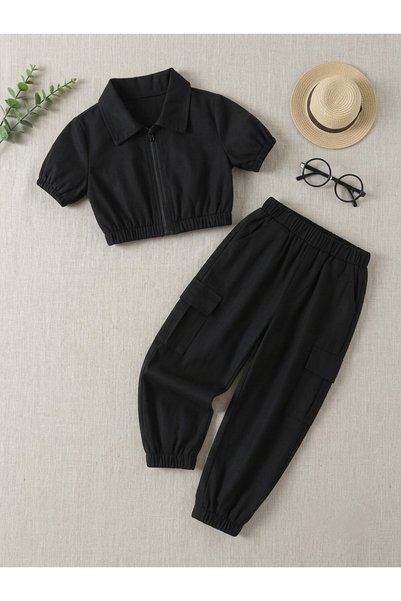 shop Set de 2 piese pentru fetițe, țesut, pentru vară, stil sportiv, design e...